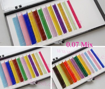 High quality 0.05 0.07 rainbow colored eyelash synthetic colorful mink EYELASH EXTENSION