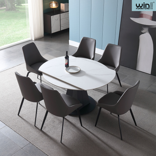 Rock Slate Plate extendable Dining Table Set