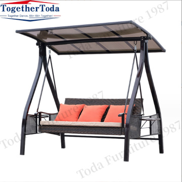Outdoor metal multi-person patio swing with awning