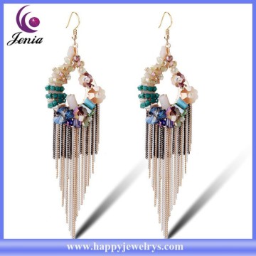 Big fashion jewelry earring gold plated tassel crystal dubai gold jewelry earring ( YWE2015028)