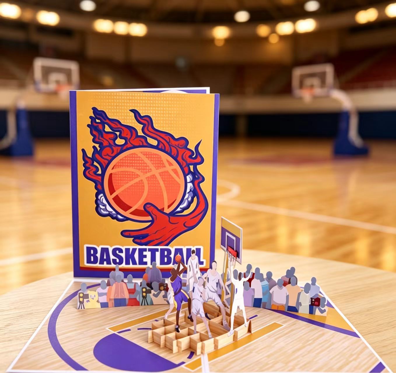 3D wyskakująca kartka z pozdrowieniami o koszykówce 3d pop up basketball greeting card