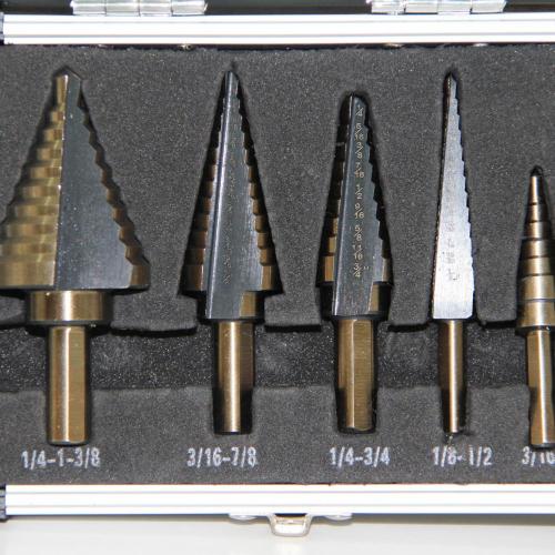 5pcs Titanium Coated Step Drill Bits