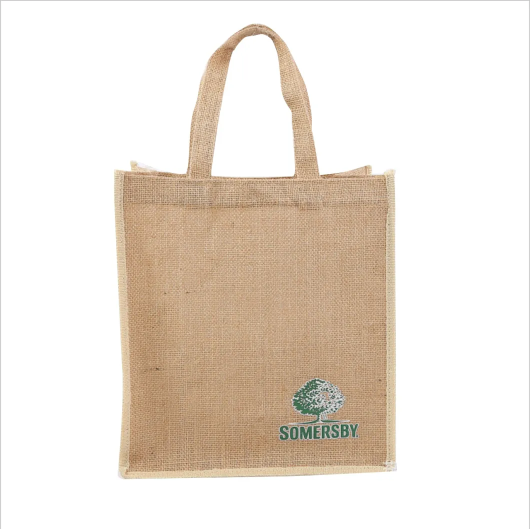 Promotional Gift Eco-Friendly Durable Reusable Jute Tote Bag with Custom Logo Printed