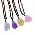 Natural Stone Amethyst Raw Crystal & Gemstone Pendant (20-30mm) Necklace Adjustable