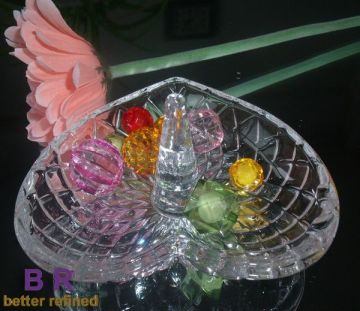 Heart Shaped Crystal Glass Ring Holders