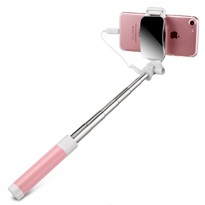 Small Monopod Handheld Wired Cable Cell Phone iPhone Selfie Stick