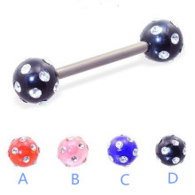 Titanium Straight Barbell Multi-Gem Acrylic Colored Balls
