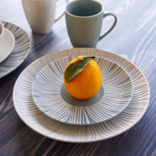 Scandinavian Style Porcelain Dinnerware Set - 16pc Dinner Plate, Salad Plate, Bowl & Mug