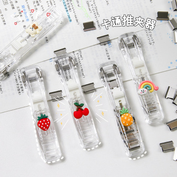 Transparent Clip Pusher Mini Stapler - Creative Stationery Manual Stapler