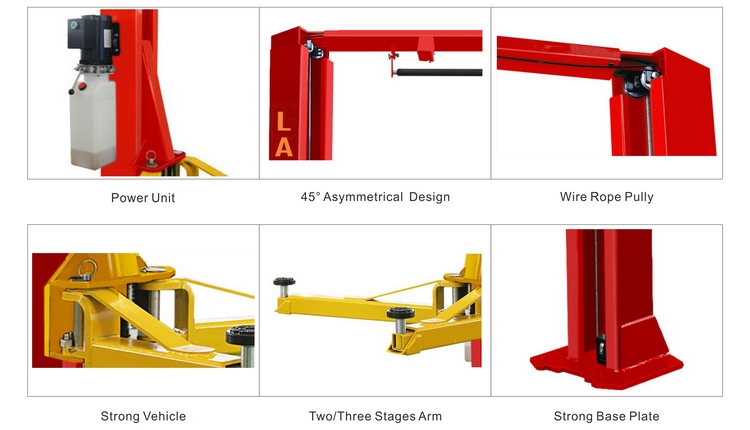 Asymmetric arms 2 post vehicle lift