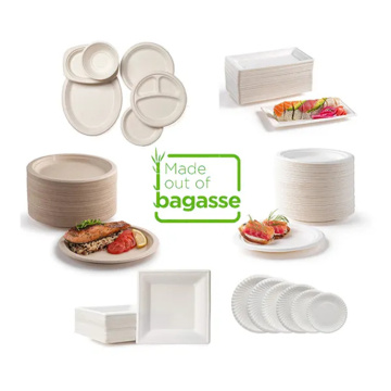 Biodegradable Plate Sugarcane Pulp Bagasse Plate Tableware