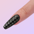 3D black long coffin full cover nail painting