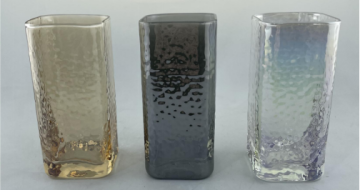 Hammer pattern High-Ball Square Glass Electroplate Color