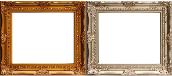 Antique French Rococo Style Gold/Silver Wood Painting Frames