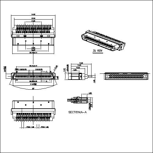 0.8mm Series 68P Cable Plug Connector Solder 0.8mm Series 68P Cable Plug Connector Solder
