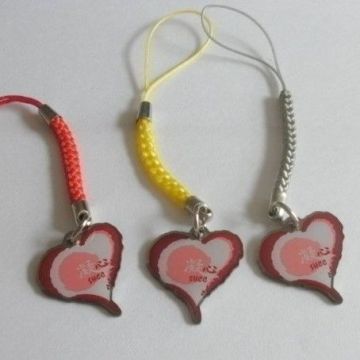 Heart Iron / Brass Fashion Cell Phone Strap Charm With Key Rings