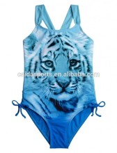 Tiger head print 1pc little girl swimsuits
