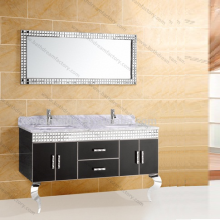 Ceramic Hand Under Wash Basin Cabinets& Double Bowl SS Bathroom Basin Cabinet