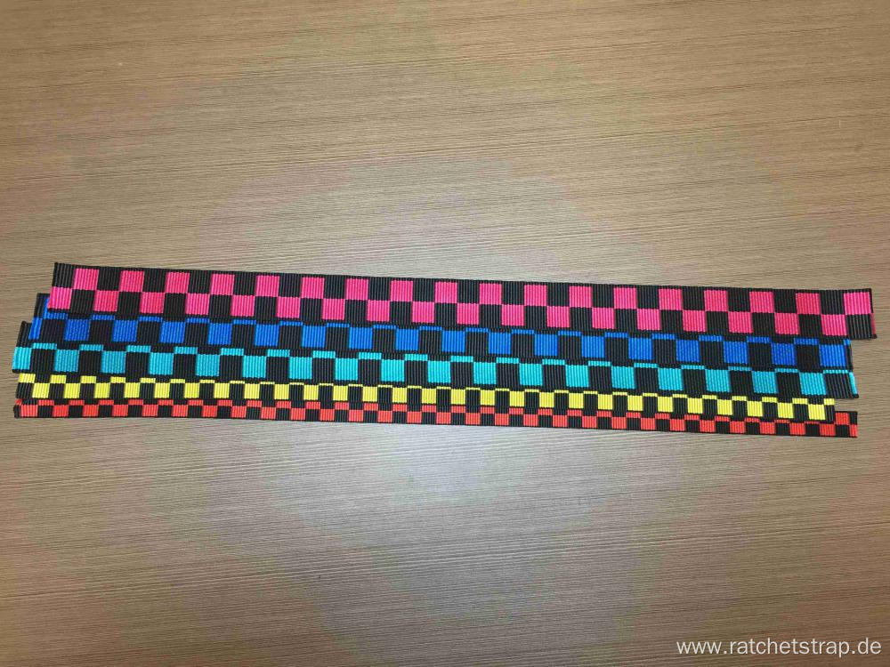 Multi Color Dyed Yarn Polyester Webbing