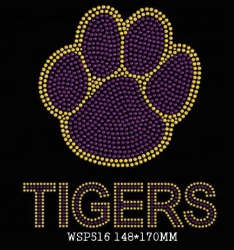 Iron-On Tiger Paw Rhinestone Patch Applique for Hoodies, T-Shirts, and Wedding Dresses