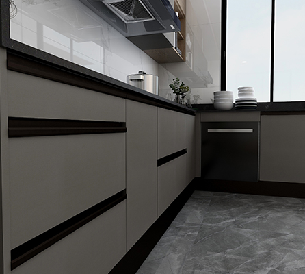 Modern minimalist gray kitchen solid wood kitchen cabinet 
