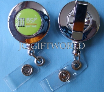 Retractable Pull Reel Metal Badge Card Holder