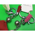 Fashion Sexy Lips Studded Leather Fringed Keychain Red Lip Pendants