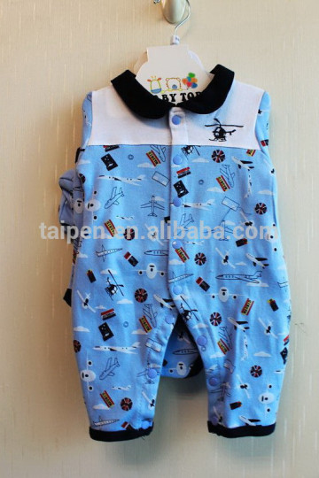 High Quality Full Printed Baby Clothing Set Blue Long Sleeve Knitted Baby Boys Romper Clothing Set 6TB1-41