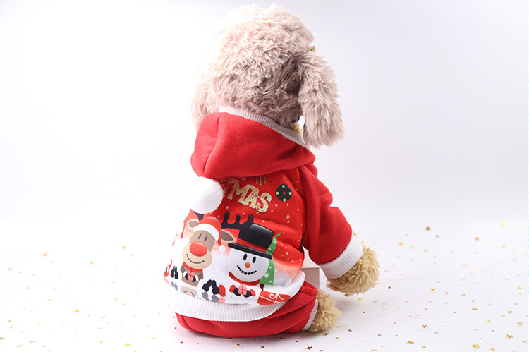 Christmas Elderly Snowman Elk Sweater Fleece Clothes Dog Cat Pet Clothes