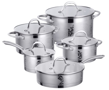 10-Piece Stainless Steel Cookware Set Compatible with Induction Stoves