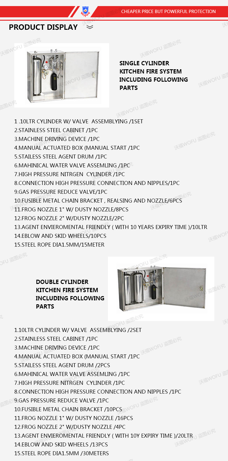 Double Cylinder Kitchen Fire-fighting suppression system