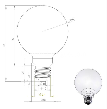 Filament LED Bulb 360 Degree G80