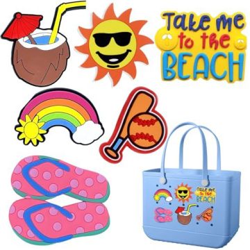 Custom Large PVC Bogg Bag with Rose Charms