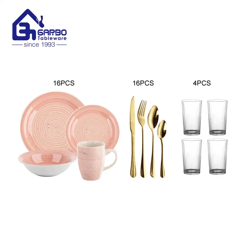 Wholesale 32PCS Ceramic Tableware Set with Flatware for Home Use