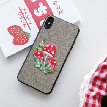 Cute Embroidery Mushroom TPU Phone Case Back Cover