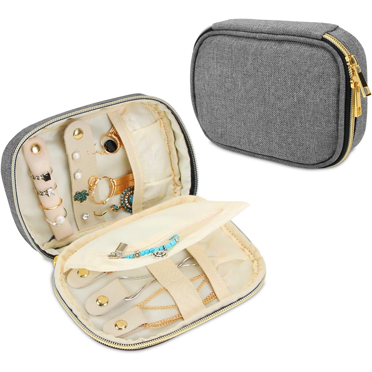 Custom Logo Private Label Small Jewelry Travel Case Portable Jewelry Organizer Bag For Earrings Necklace Rings