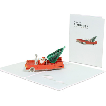 3D Christmas Santa Claus Driving Greeting Card