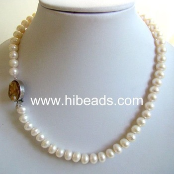 12mm White pearl necklace Pearl-jewelry-88-002