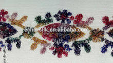 colorful crinkle silk embroidery fabric with beautiful flowers