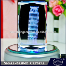 Wholesale Building Gifts Pisa 3d Etched Crystal Leaning Tower