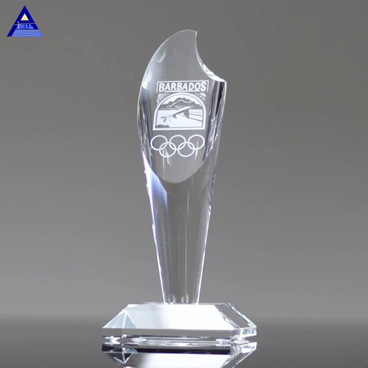 New Design Crystal Trophy Award Custom Glow Crystal Award Clear Glass Trophy