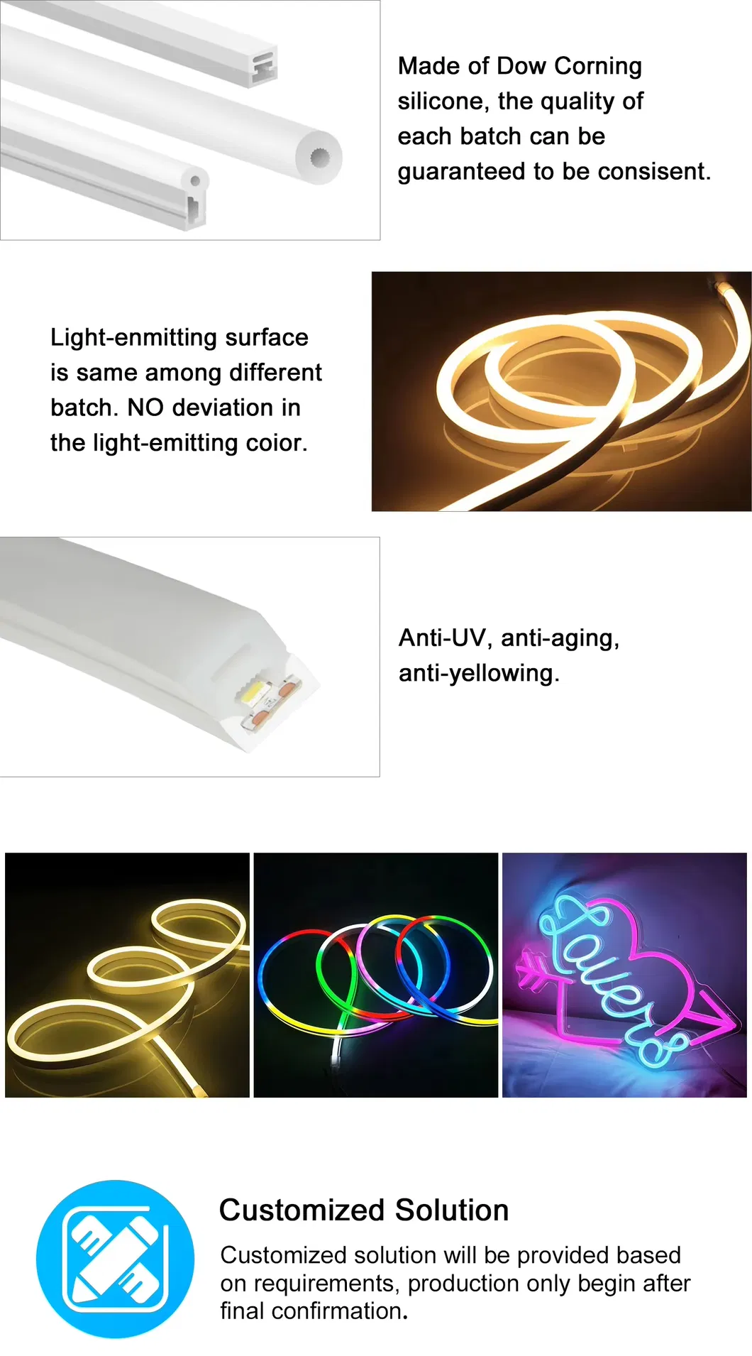 Waterproof Flexible Neon Light Strip 5m SMD 2835 Outdoor Signs