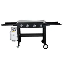 Outdoor Luggage Gas Barbecue Stove, 2 Heads, 3 Heads, 4 Heads with Baking Tray Burner, Propane Fuel Iron Plate Burner