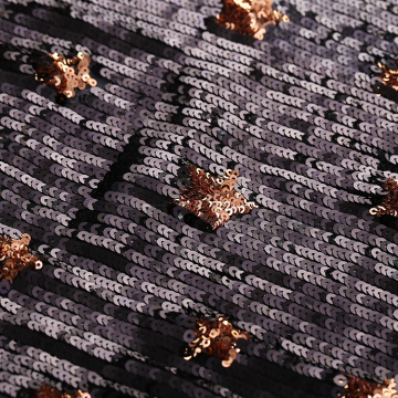 Black Gold Heavy Sequins Embroidery Fabric