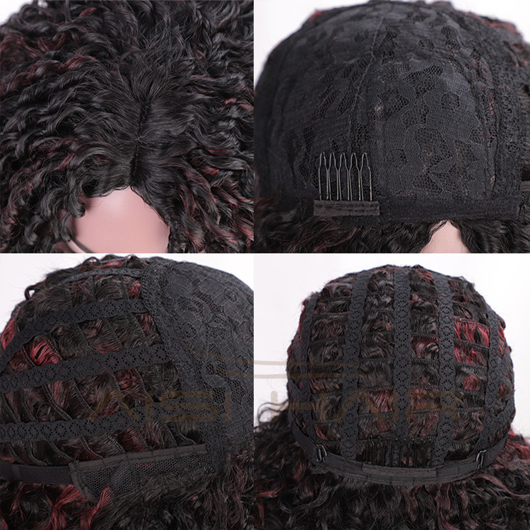 Aisi Hair Synthetic Afro Curly Short Wigs Black Mixed Bug Short Deep Curly Wigs Kinky Curly Hair Wigs for Women