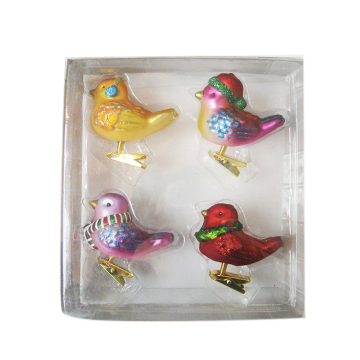 Artdragon top quality glass crafts folk art hanging hand blow bird ornaments set