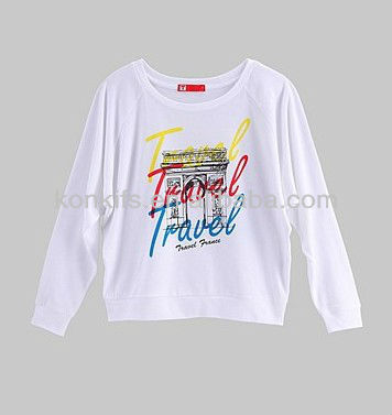 Silk-screen Print Women long sleeves T-shirt