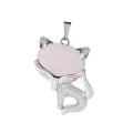 Rose Quartz Luck Collar Fox Collar para mujeres Men Curry Energy Crystal Amuleto Animal Pendiente Gémonos Regalos