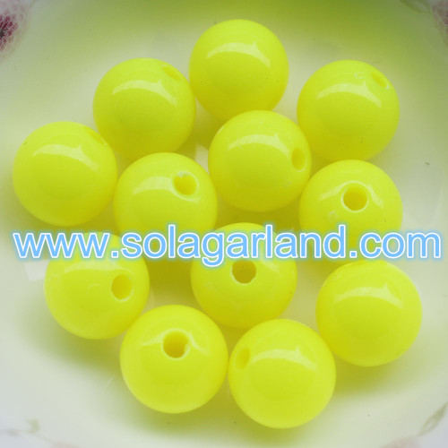 Acrylic Round Fluorescence Beads Loose Spacer Charms