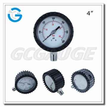 High Quality 100mm bottom type pressure gauge with rubber cover